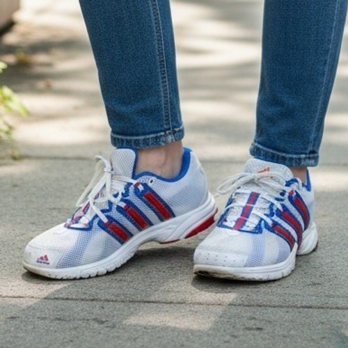 Adidas White Blue Red Running Athletic Run Style Mesh Sneakers Women's Size 8
